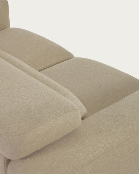 Singa 3-Sitzer Sofa mit verstellbarer Kopfstütze und ausziehbarem Sitz beige 215 cm FSC Mix Credit - ZEN ZONE Furniture