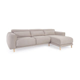 Singa 3-Sitzer Sofa mit Chaiselongue rechts, verstellbarer Kopfstütze und ausziehbarem Sitz beige 296 cm FSC Mix Credit - ZEN ZONE Furniture