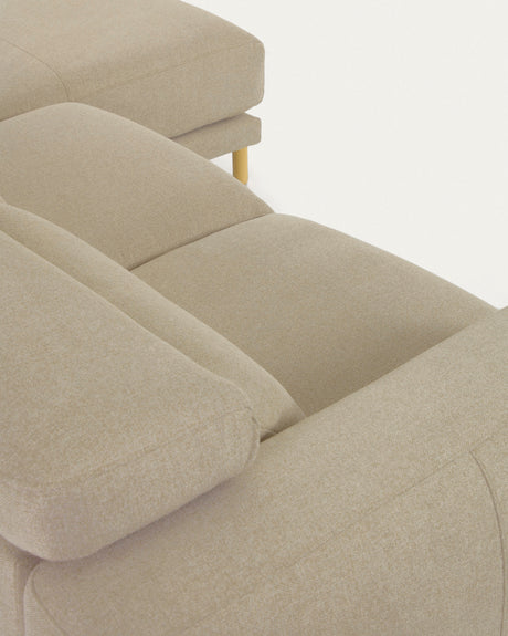 Singa 3-Sitzer Sofa mit Chaiselongue rechts, verstellbarer Kopfstütze und ausziehbarem Sitz beige 296 cm FSC Mix Credit - ZEN ZONE Furniture
