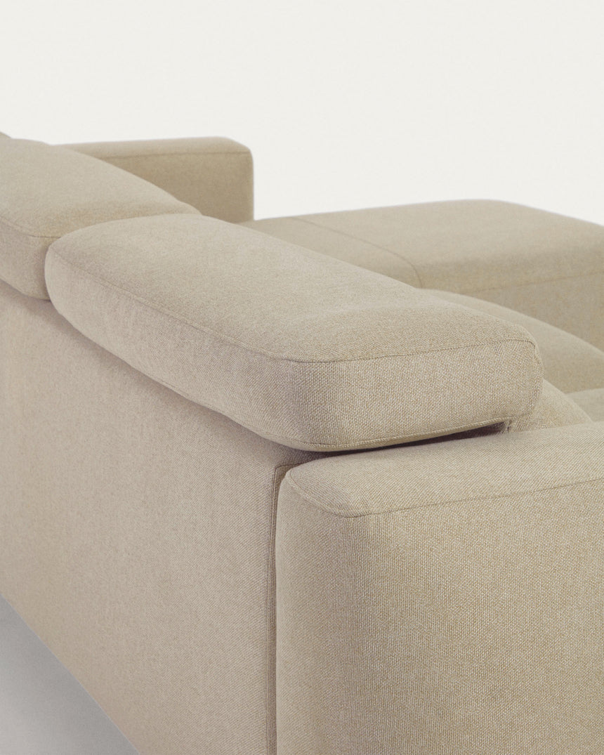 Singa 3-Sitzer Sofa mit Chaiselongue rechts, verstellbarer Kopfstütze und ausziehbarem Sitz beige 296 cm FSC Mix Credit - ZEN ZONE Furniture