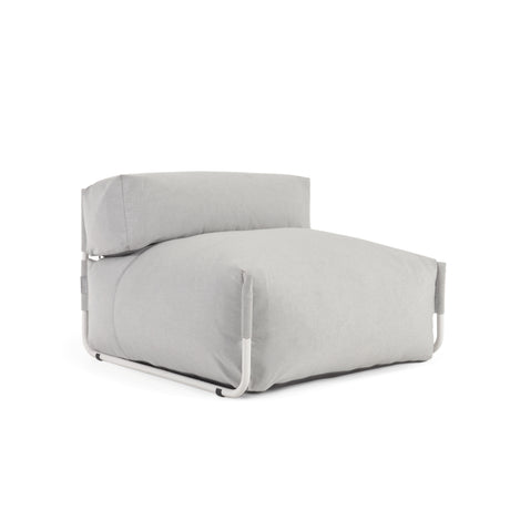 Square Puff Modularsofa Rückenlehne 100% Outdoor hellgrau und Aluminium weiß 101 x 101 cm - ZEN ZONE Furniture