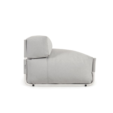Square Puff Modularsofa Rückenlehne 100% Outdoor hellgrau und Aluminium weiß 101 x 101 cm - ZEN ZONE Furniture