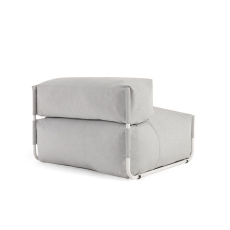 Square Puff Modularsofa Rückenlehne 100% Outdoor hellgrau und Aluminium weiß 101 x 101 cm - ZEN ZONE Furniture