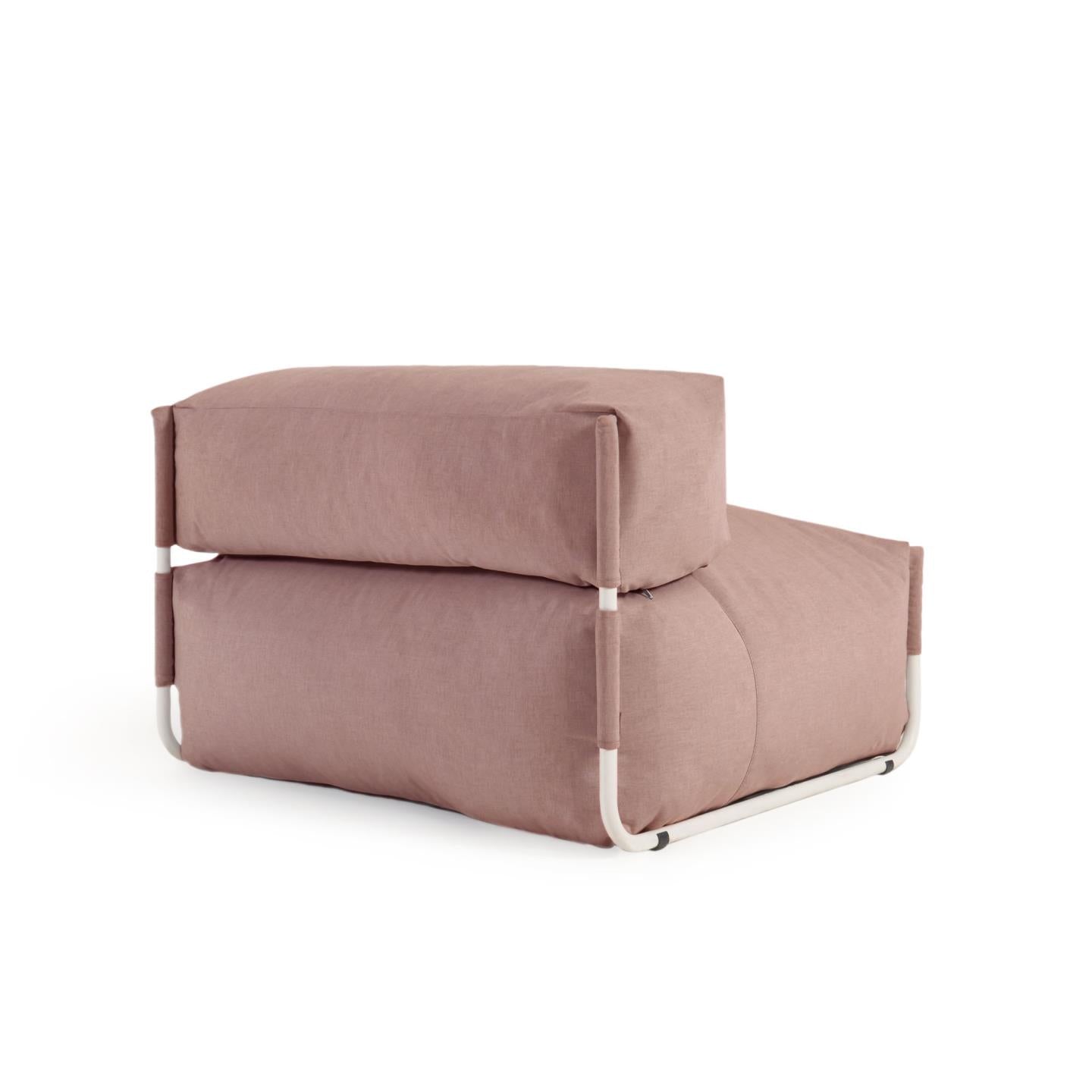 Square Puff Modularsofa mit Rückenlehne 100% Outdoor terrakotta Aluminium weiß 101 x 101cm - ZEN ZONE Furniture