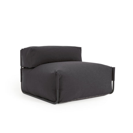 Square Puff Modularsofa 100% outdoor m. Rückenlehne dunkelgrau Alu schwarz 101 x 101 cm - ZEN ZONE Furniture