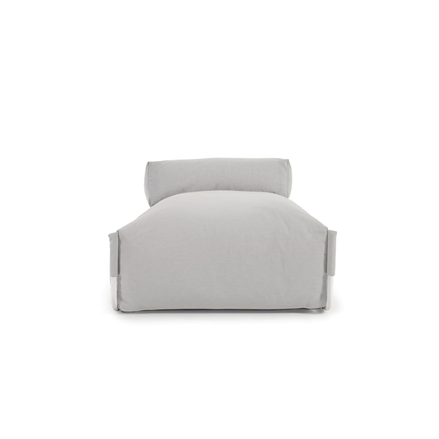 Square Puff Modularsofa longue mit Rückenlehne Outdoor hellgrau Aluminium weiß 165x101cm - ZEN ZONE Furniture