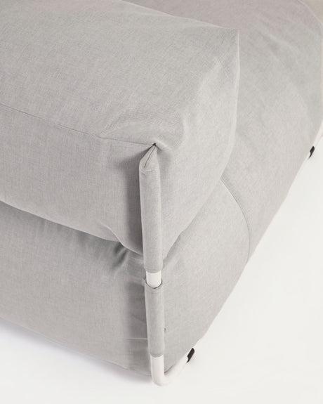 Square Puff Modularsofa longue mit Rückenlehne Outdoor hellgrau Aluminium weiß 165x101cm - ZEN ZONE Furniture