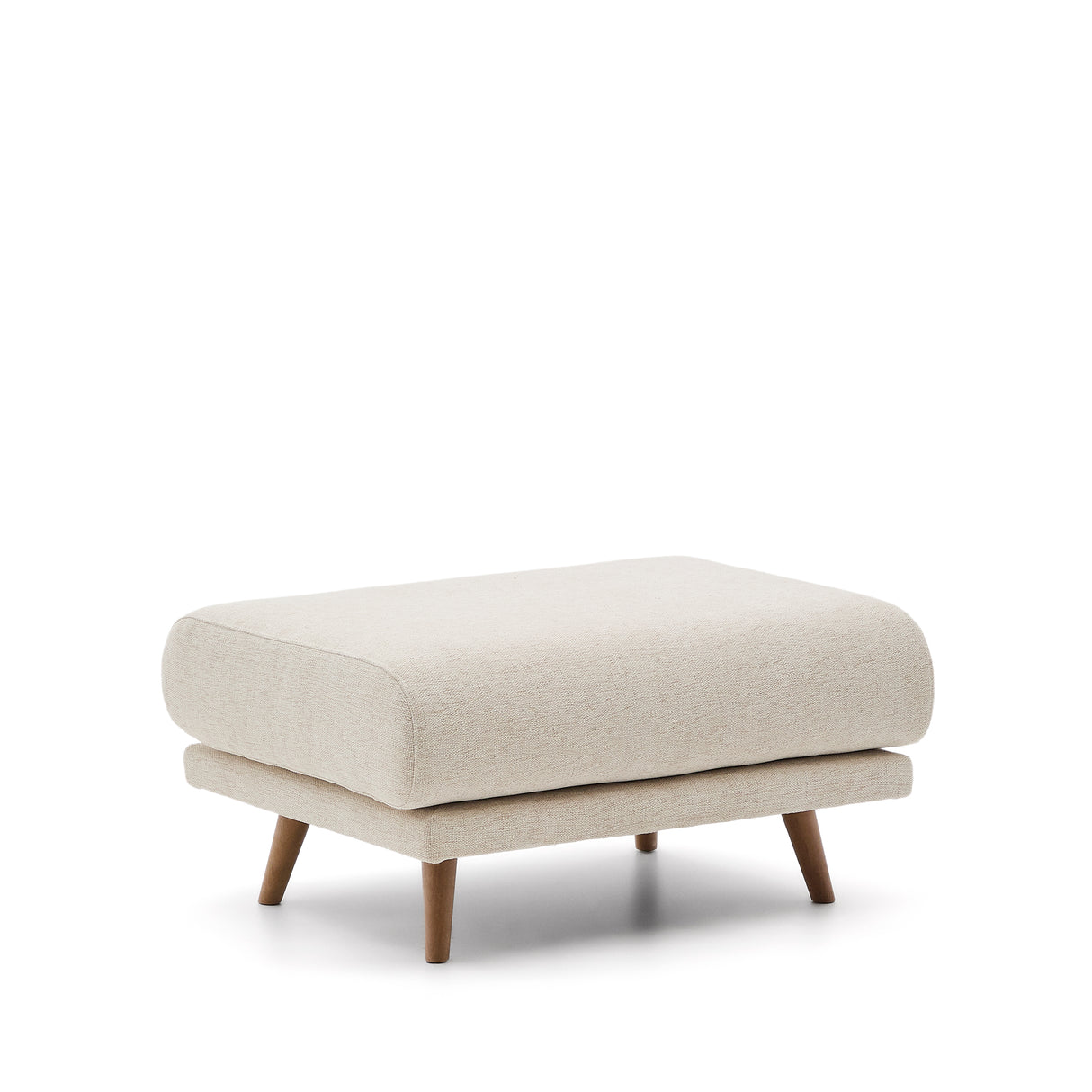 Karin Fußhocker beige Chenille Beine aus massivem Buchenholz 90 x 70 cm - ZEN ZONE Furniture