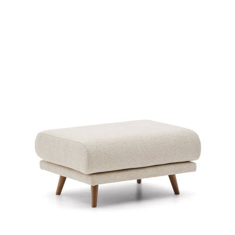 Karin Fußhocker beige Chenille Beine aus massivem Buchenholz 90 x 70 cm - ZEN ZONE Furniture