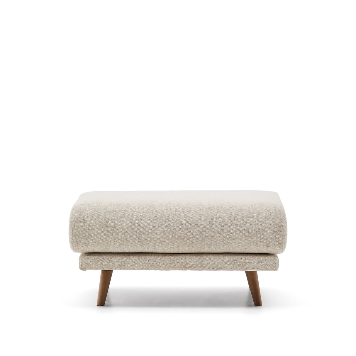 Karin Fußhocker beige Chenille Beine aus massivem Buchenholz 90 x 70 cm - ZEN ZONE Furniture