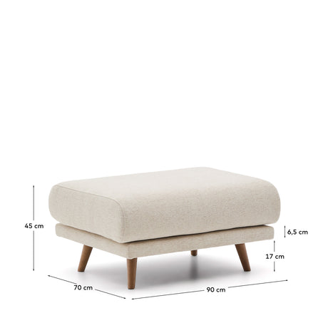 Karin Fußhocker beige Chenille Beine aus massivem Buchenholz 90 x 70 cm - ZEN ZONE Furniture