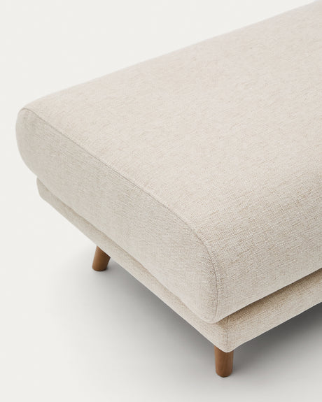 Karin Fußhocker beige Chenille Beine aus massivem Buchenholz 90 x 70 cm - ZEN ZONE Furniture