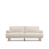Karin 2-Sitzer-Sofa weiße Chenille und Beine aus massiver Buche 210 cm - ZEN ZONE Furniture