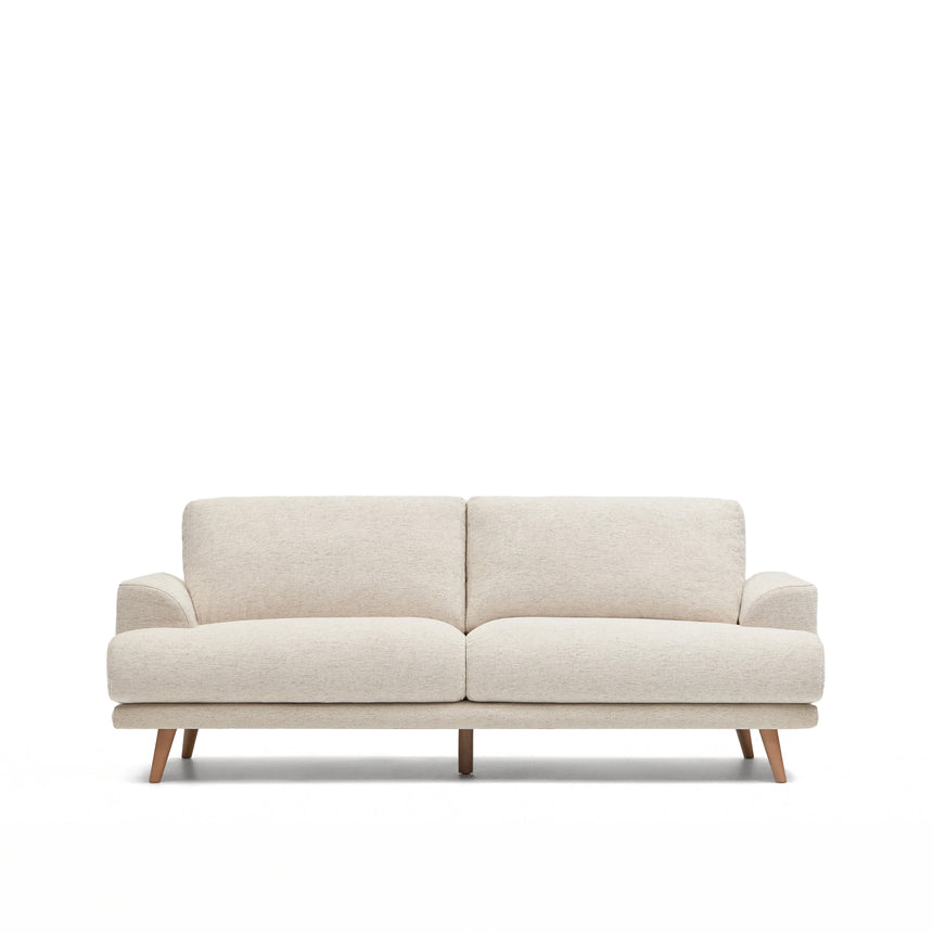 Karin 2-Sitzer-Sofa weiße Chenille und Beine aus massiver Buche 210 cm - ZEN ZONE Furniture