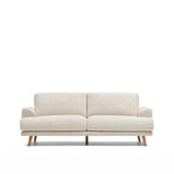 Karin 2-Sitzer-Sofa weiße Chenille und Beine aus massiver Buche 210 cm - ZEN ZONE Furniture