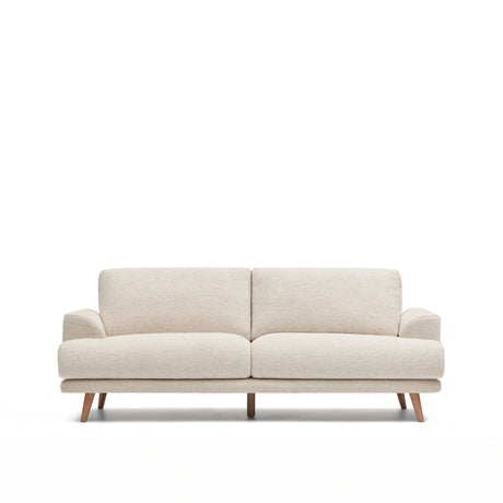 Karin 2-Sitzer-Sofa weiße Chenille und Beine aus massiver Buche 210 cm - ZEN ZONE Furniture