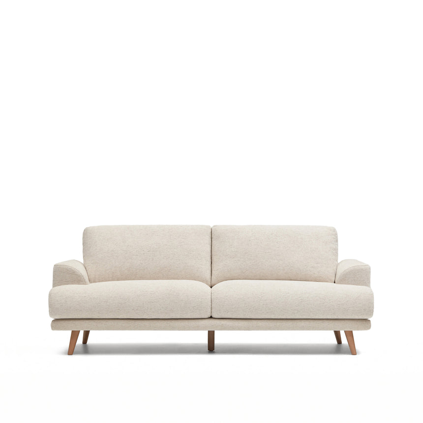 Karin 2-Sitzer-Sofa weiße Chenille und Beine aus massiver Buche 210 cm - ZEN ZONE Furniture