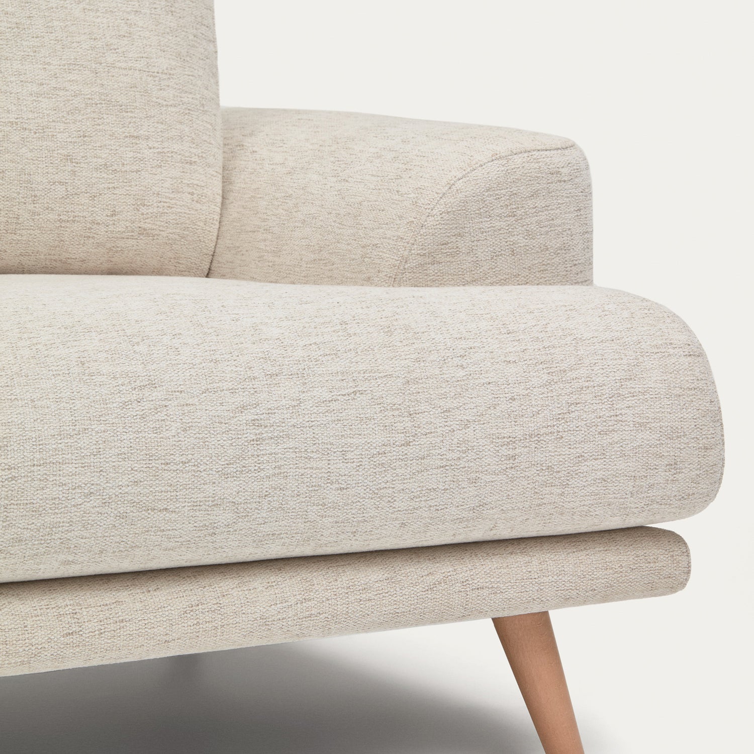 Karin 2-Sitzer-Sofa weiße Chenille und Beine aus massiver Buche 210 cm - ZEN ZONE Furniture