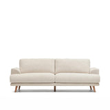 Karin 3-Sitzer-Sofa weiß und Beine aus massiver Buche 231 cm - ZEN ZONE