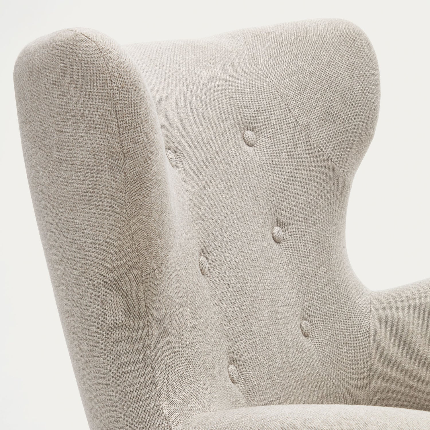 Patio Sessel aus beiger Chenille mit Beinen aus massiver Buche - ZEN ZONE Furniture