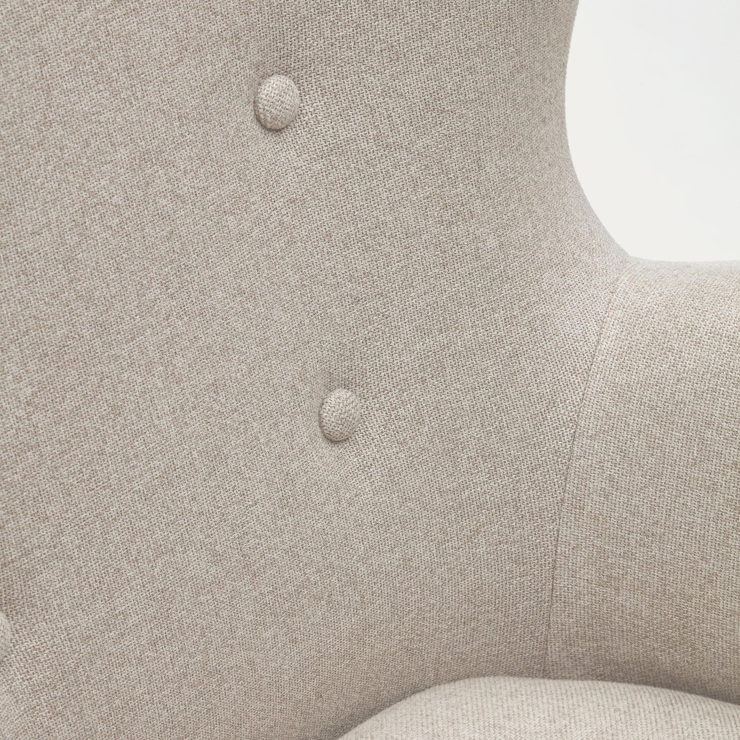 Patio Sessel aus beiger Chenille mit Beinen aus massiver Buche - ZEN ZONE Furniture