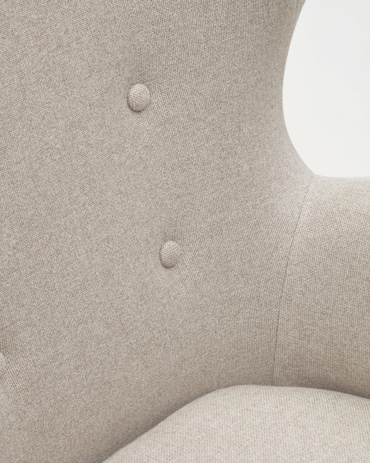 Patio Sessel aus beiger Chenille mit Beinen aus massiver Buche - ZEN ZONE Furniture