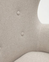 Patio Sessel aus beiger Chenille mit Beinen aus massiver Buche - ZEN ZONE Furniture
