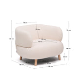 Luisa Sessel mit Bouclé-Bezug in Écru  Beine aus massiver Buche 90 cm - ZEN ZONE Furniture