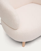 Luisa Sessel mit Bouclé-Bezug in Écru  Beine aus massiver Buche 90 cm - ZEN ZONE Furniture