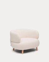 Luisa Sessel mit Bouclé-Bezug in Écru  Beine aus massiver Buche 90 cm - ZEN ZONE Furniture