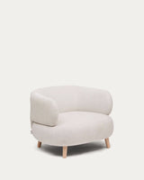 Luisa Sessel aus Chenille in Perle Beine aus massiver Buche 90 cm - ZEN ZONE Furniture