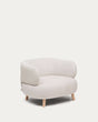 Luisa Sessel aus Chenille in Perle Beine aus massiver Buche 90 cm - ZEN ZONE Furniture