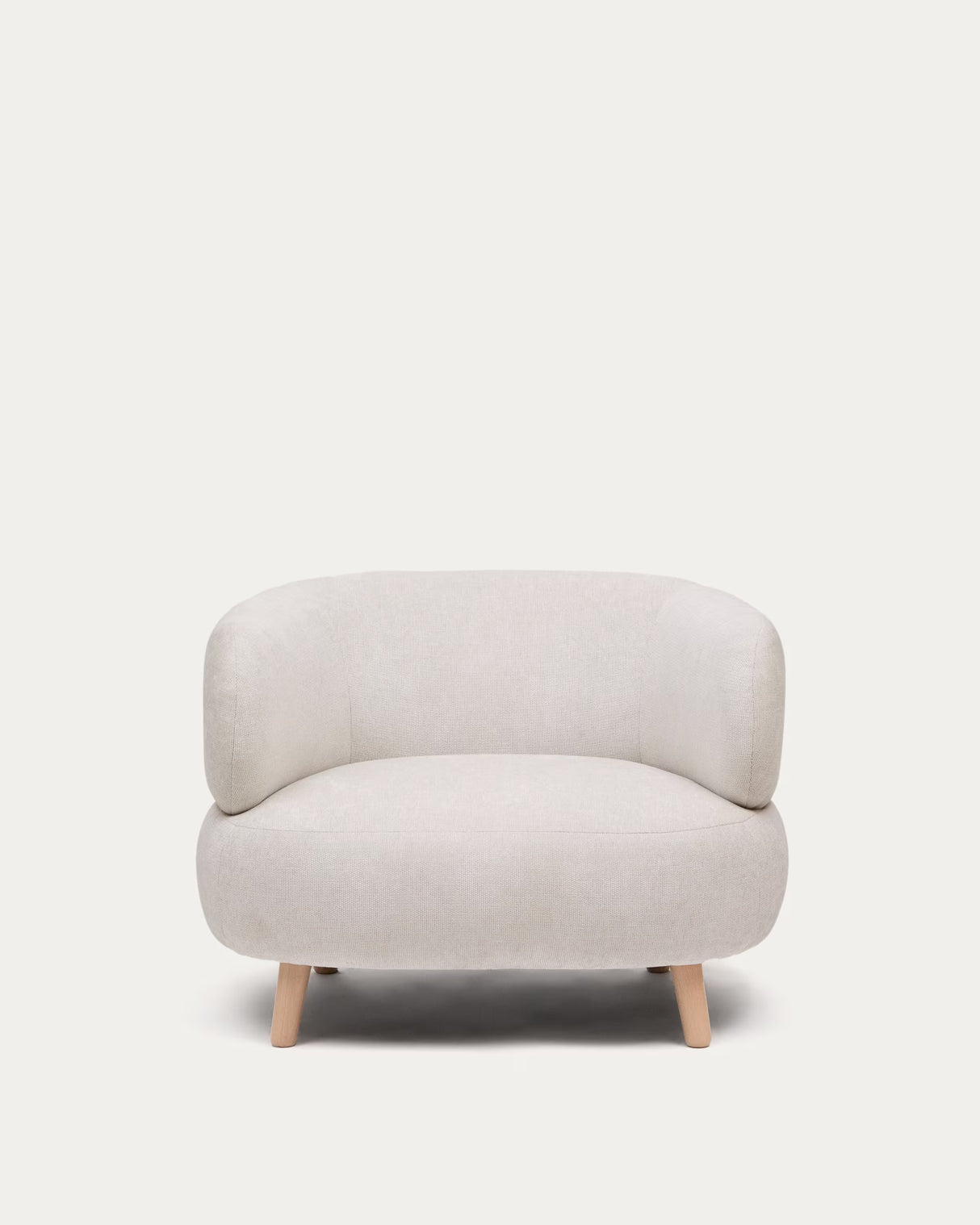 Luisa Sessel aus Chenille in Perle Beine aus massiver Buche 90 cm - ZEN ZONE Furniture