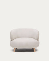 Luisa Sessel aus Chenille in Perle Beine aus massiver Buche 90 cm - ZEN ZONE Furniture