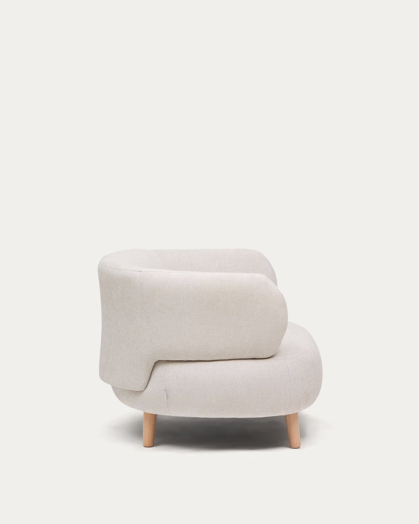 Luisa Sessel aus Chenille in Perle Beine aus massiver Buche 90 cm - ZEN ZONE Furniture