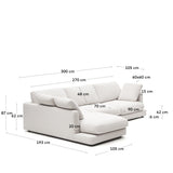 Gala 4-Sitzer-Sofa mit Chaiselongue links weiß 300 cm - ZEN ZONE
