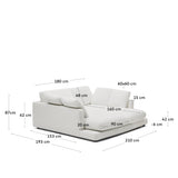 Gala 3-Sitzer Sofa mit doppelter Chaiselongue weiß 210 cm - ZEN ZONE