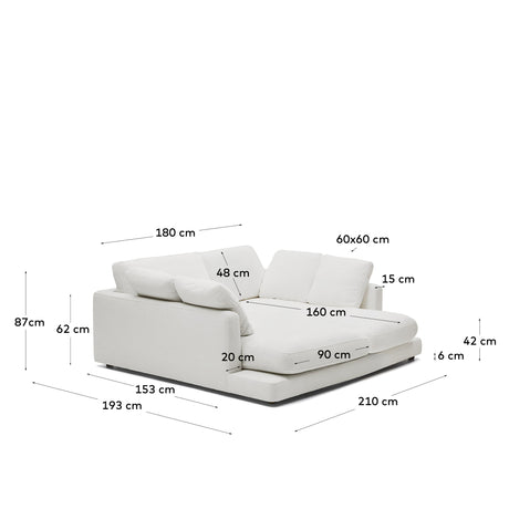 Gala 3-Sitzer Sofa mit doppelter Chaiselongue weiß 210 cm - ZEN ZONE