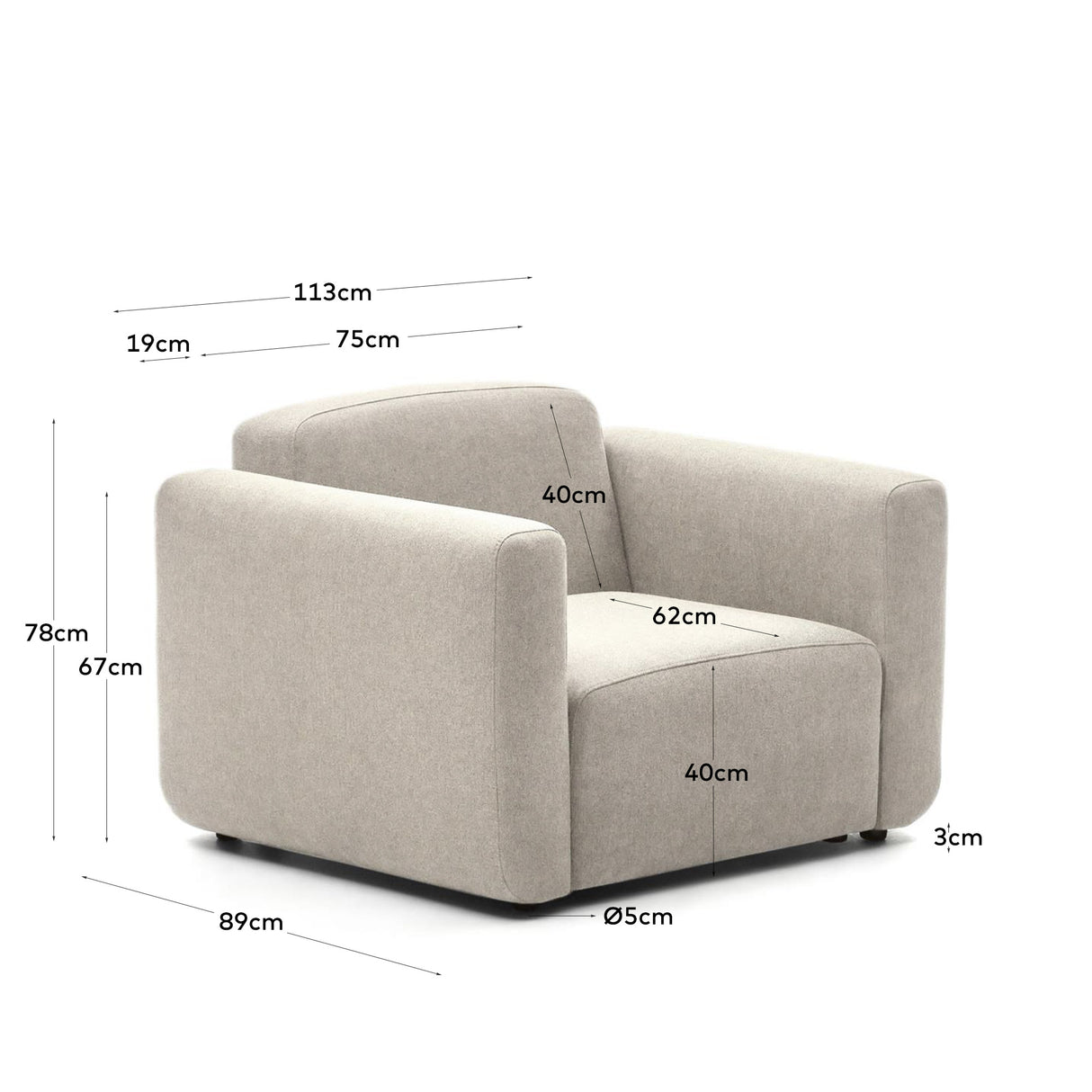 Neom Modularsessel in Beige - ZEN ZONE