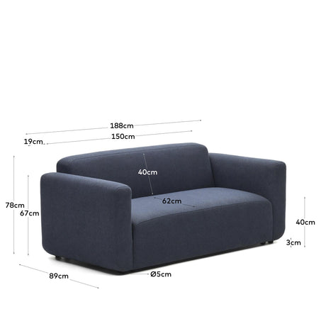 Neom 2-Sitzer-Modularsofa in Blau 188 cm - ZEN ZONE