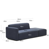 Neom modulares 2-Sitzer-Sofa mit Randmodul Blau 244 cm - ZEN ZONE