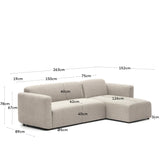 Neom modulares 3-Sitzer-Sofa Chaiselongue rechts/links Beige 263 cm - ZEN ZONE