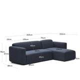 Neom modulares 3-Sitzer-Sofa Chaiselongue rechts/links Blau 263 cm - ZEN ZONE Furniture