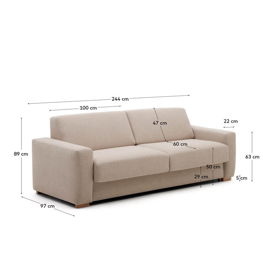 Anley 4-Sitzer-Bettsofa in Beige 244 cm (Bett 180) - ZEN ZONE Furniture