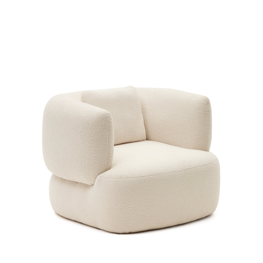 Martina Sessel mit Bouclé in Off-White mit Kissen - ZEN ZONE Furniture