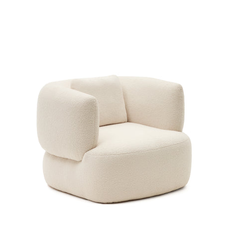 Martina Drehsessel mit Bouclé in Off-White mit Kissen - ZEN ZONE Furniture