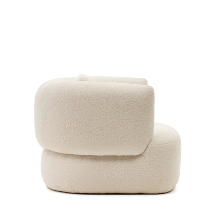 Martina Drehsessel mit Bouclé in Off-White mit Kissen - ZEN ZONE Furniture