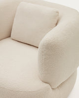 Martina Drehsessel mit Bouclé in Off-White mit Kissen - ZEN ZONE Furniture