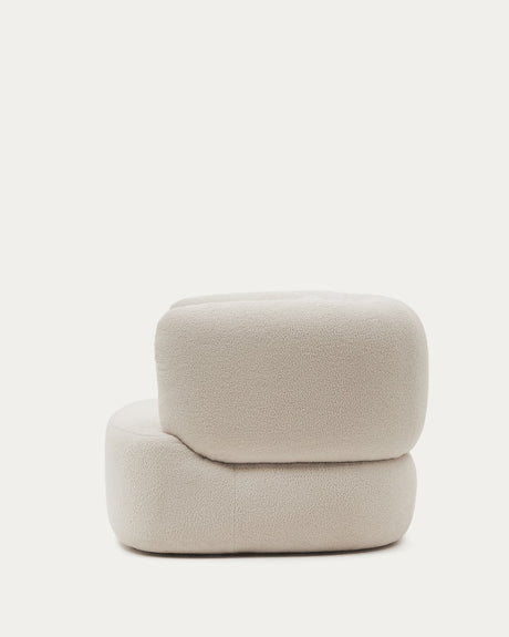 Martina Drehsessel mit Bouclé in Off-White mit Kissen - ZEN ZONE Furniture