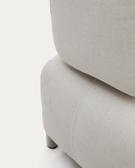 Compo 3-Sitzer-Sofa Beige, kleines Tablett Eichenfurnier und Metallgestell grau 232cm - ZEN ZONE Furniture